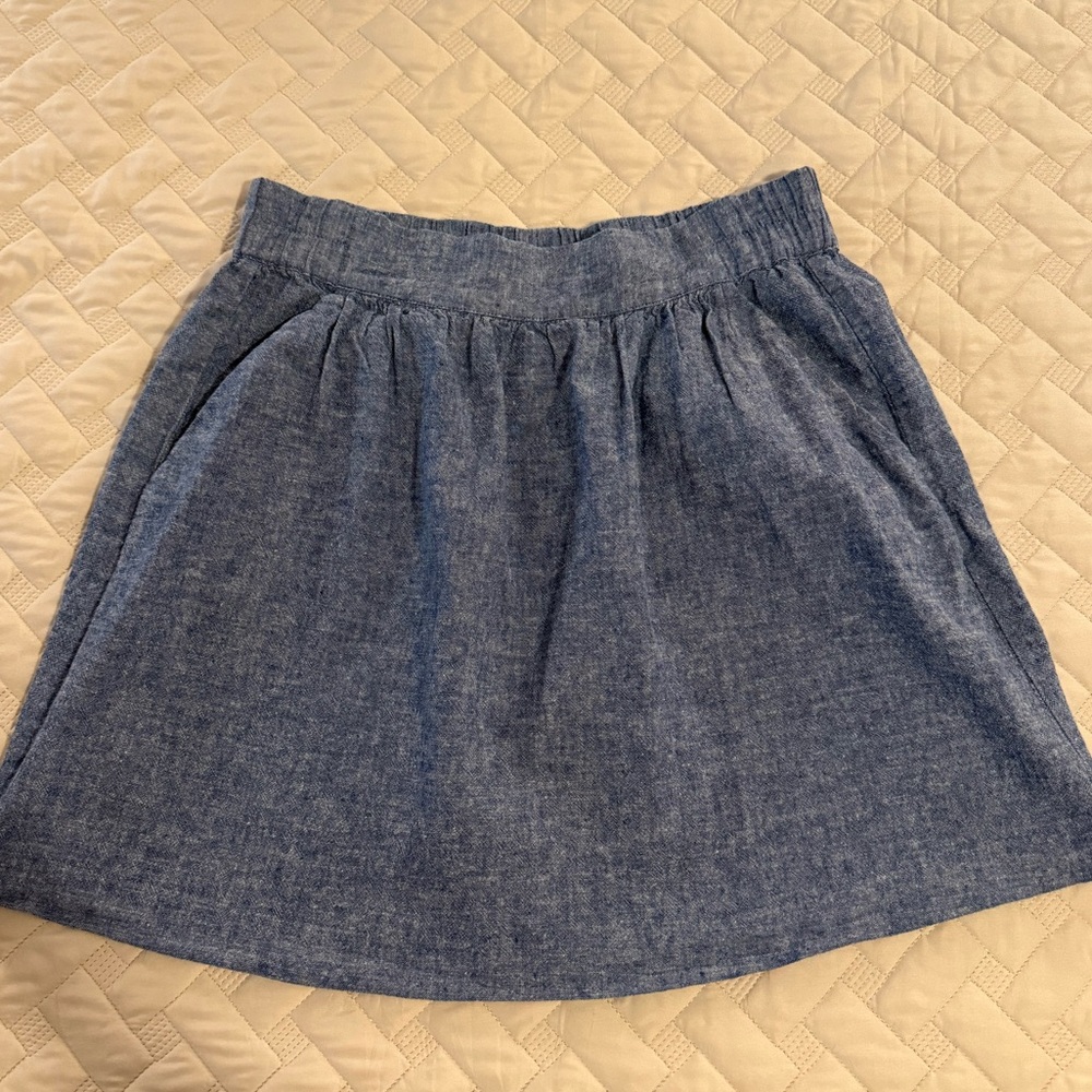 LOFT Gray Blue Pleated Skater Mini Skirt